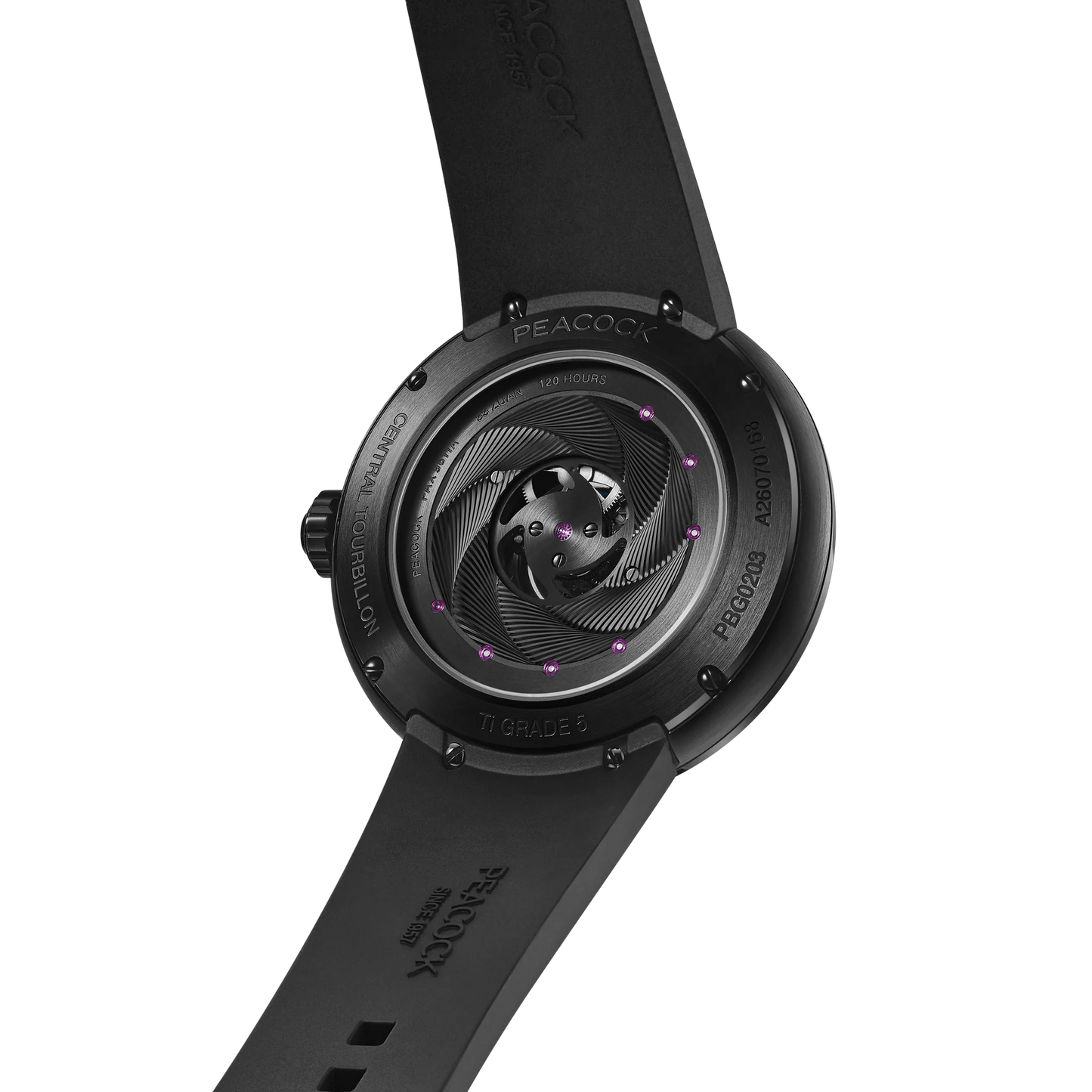 Peacock Black Hole · III Curved Guilloché Central Tourbillon Watch